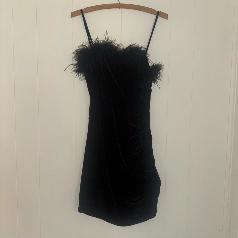 Windsor Black Feather Trim Dress